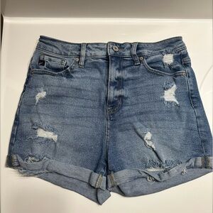 Denim Blue Distressed Women's Shorts